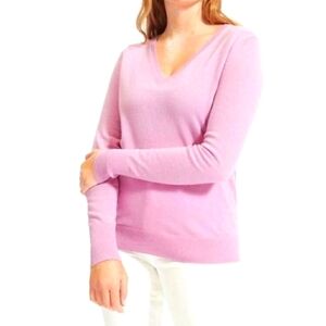 Everlane The 100% Cashmere V Neck Fitted Sweater Lilac Pink